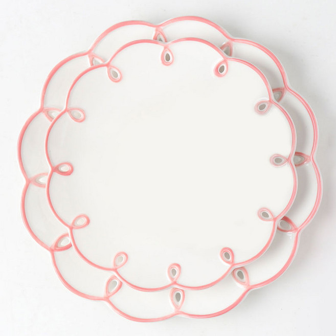 플레이팅 꽃모양 접시 세트 브런치 디저트 플라워 그릇, 핑크, 접시R 1개+접시L 1개, 1개