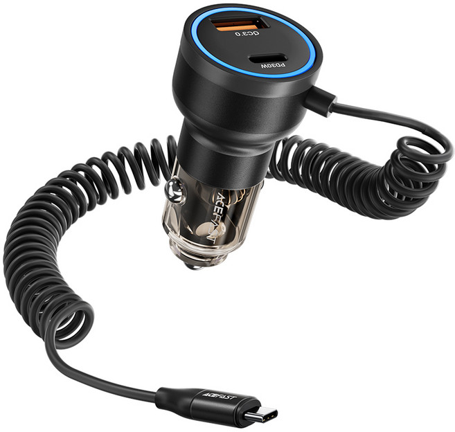 ACEFAST 60W PD3.0+QC3.0+Type-C 3 in 1 초고속 차량용 충전기, 1개, 블랙
