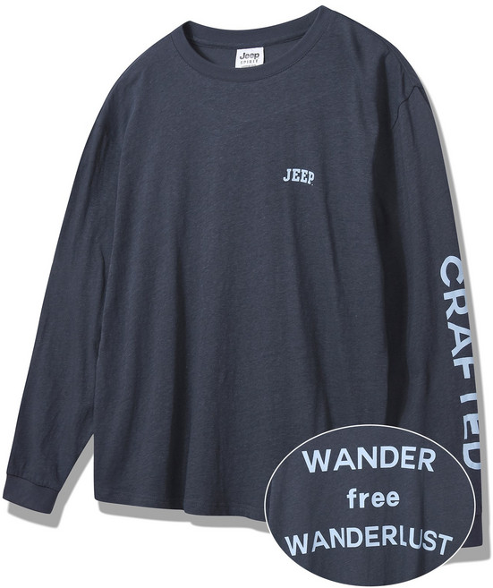 Jeep 남녀공용 국산 루즈핏 얇은 소매 프린트 긴팔티 긴팔티셔츠 맨투맨