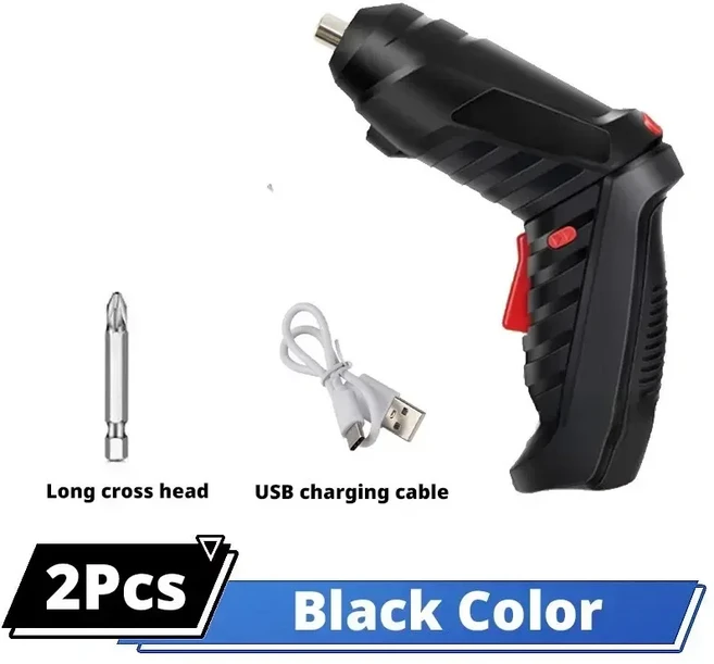 3.6V 전기 스크루 드라이버 충전식 무선 드릴 전동 공구 세트 1800mAh 리튬 배터리 미니 가정용, 01 2pcs