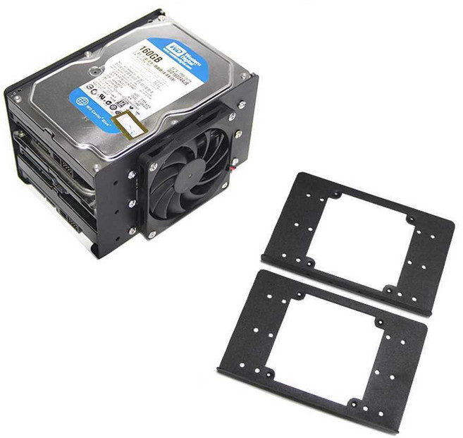 하드 트레이 랙 3.5인치 하드 디스크 확장 브라켓 케이스, 상세페이지 참고, 3. 검정 3단 받침대+팬