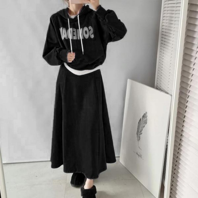 마이쏭 여성 빅사이즈 겨울치마세트 상하세트 DAY롱스커트세트(기모)