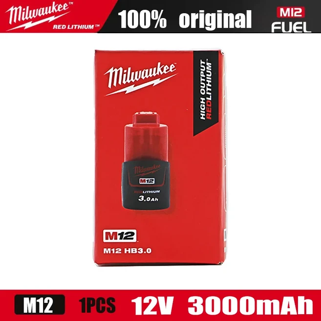 밀워키 M12 배터리 12V 3.0AH 충전식 공구 M12HB2 M12HB3 M12-18FC 충전기 48-11-2402 48-11-2411, 15 M12 3AX1, 01 CHINA