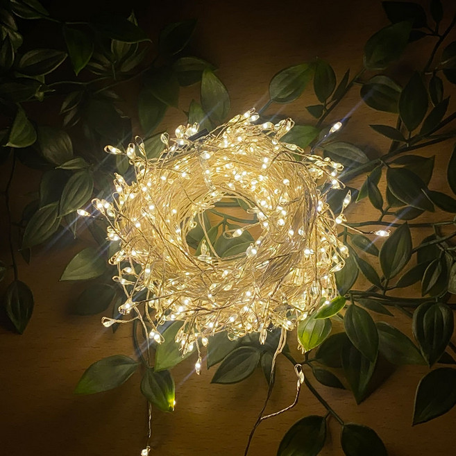 엘스토리몰 LED 지네전구 크리스마스 트리 와이어조명 웜색, 1개, 실버선 200구 + 컨트롤러(리모컨) + 1M연장선