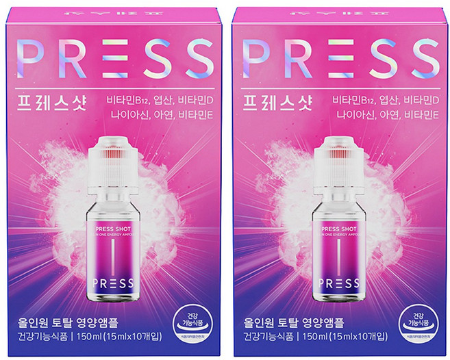프레스샷 올인원 토탈 영양 앰플 10p, 150ml, 2개