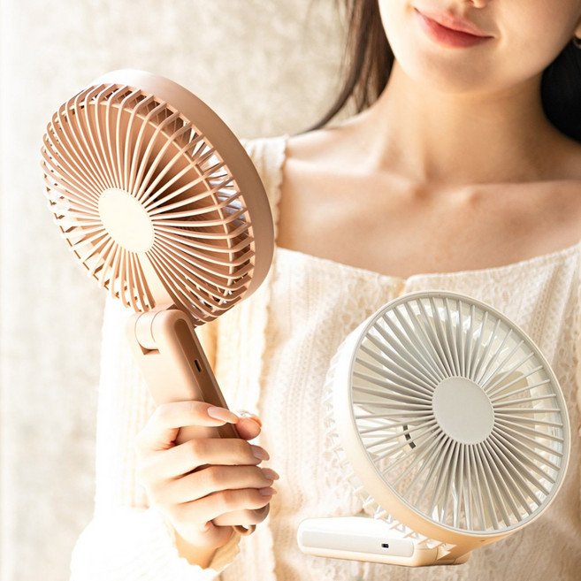 빅팬16 대형 폴더블 휴대용 선풍기 탁상용 손선풍기 패스스루 파우치 세트, 화이트