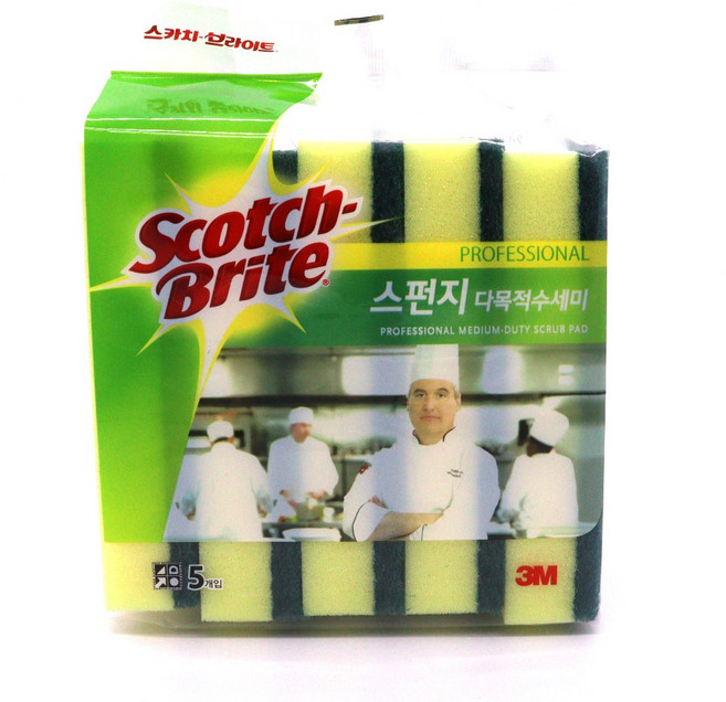 3M 항균 스폰지 양면 다목적 스폰지 수세미 중 5입
