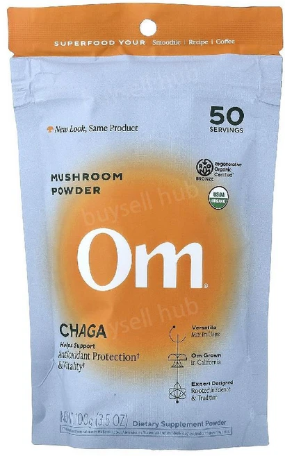 Om Mushrooms 버섯 분말 차가버섯, 100g  2개, 1개 - 쿠팡