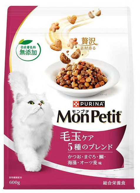 MonPetit 貓倍麗 5種魚類配方乾糧 600g, 1個, 貓倍麗-成貓化毛 海洋魚600g