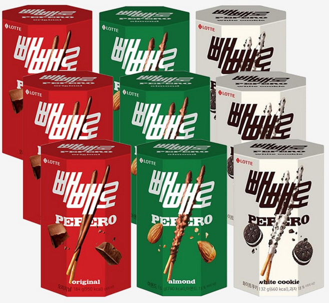 롯데 팔각 빼빼로 3종 혼합 (초코 아몬드 화이트 각 ), 1세트, 1.344kg