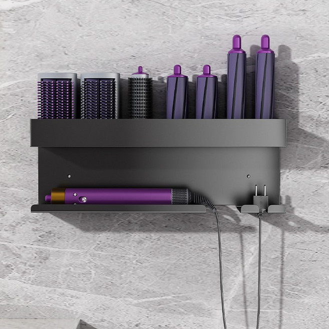 samseven 다이슨 에어랩 호환 거치대 드라이기 홀더 벽걸이 무타공, 1개, 다크그레이