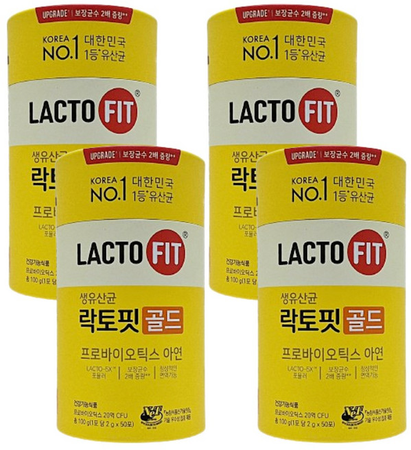 종근당건당 락토핏 생유산균 골드 프로바이오틱스, 100g, 4개