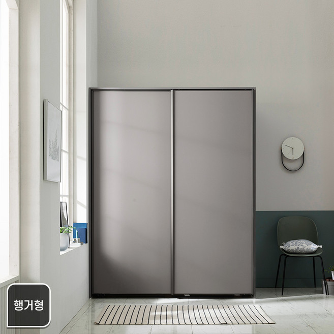 장인가구 뉴로아 매트 1800 행거형 슬라이딩 옷장, 화이트LPM