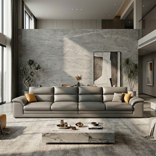 엘티제이 프리미엄 모던 가죽 소파 D2323, 그레이