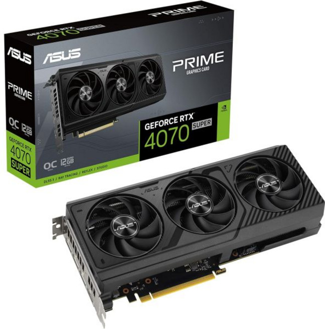 ASUS SFF 지원 프라임 지포스 RTX™ 5070 그래픽 카드 엔비디아PCIe® 5.0 12GB GDDR7 HDMI®DP 2.1 2.5 슬롯 축 기술 팬 듀얼 BIOS, Prime OC (Black), RTX4070 Super|OC, RTX4070 Super