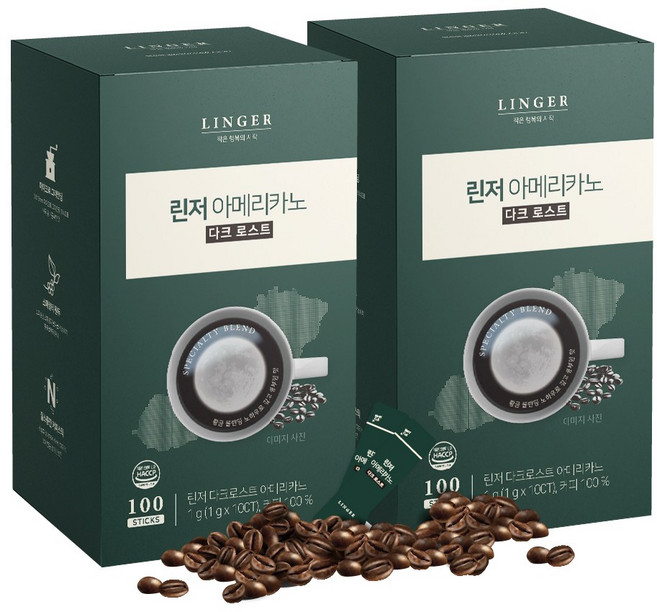 린저 아메리카노 100T 블랙커피, 1g, 200개, 100개입, 2개