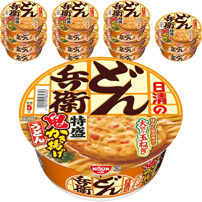 닛신 돈베이 특대 오니카키아게 튀김 우동, 12개, 136g