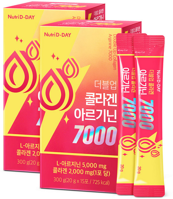 뉴트리디데이 더블업 콜라겐 초고함량 아르기닌 7000 15포, 300g, 2개