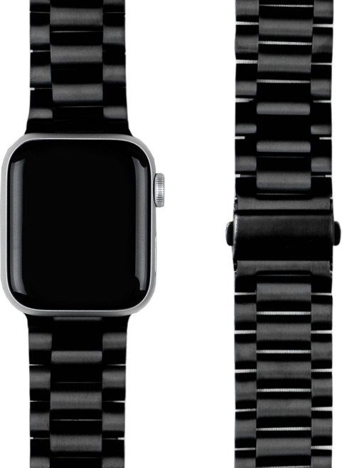 모할랩 애플워치 호환 클라시 메탈 스트랩 + 보호필름, 02블랙, 38mm