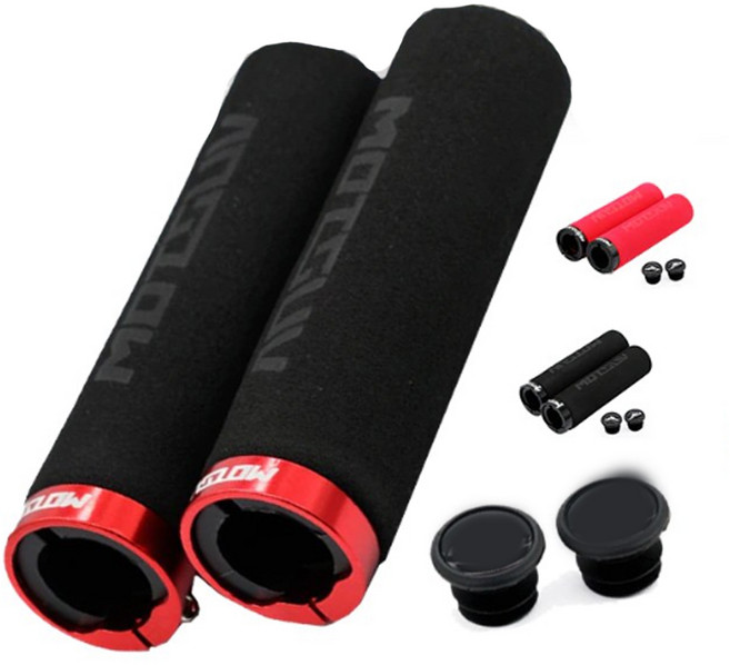 자전거 스펀지 핸들 그립 손저림 방지 손잡이 바엔드 교체 락그립 전동킥보드 용품, 레드, 1개