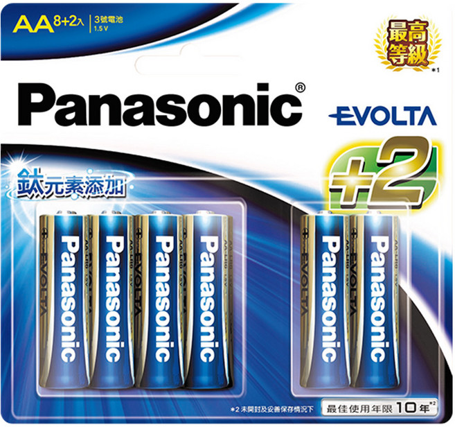 Panasonic 國際牌 鈦元素添加 EVOLTA超世代鹼性電池 3號AA, 1套, 10個裝