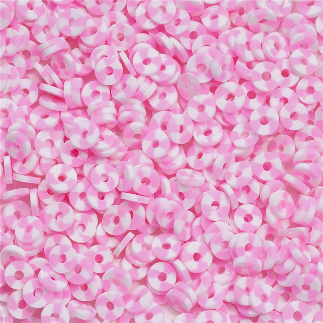 350PCS 6MM 플랫 비즈 만들기 DIY 클레이 팔찌 스페이서 액세서리 라운드 목걸이 바느질 보석에, Pink white 01