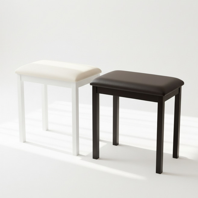 디지털 피아노 의자 키보드 의자 가죽 쿠션 철제 스툴, 1개, 화이트