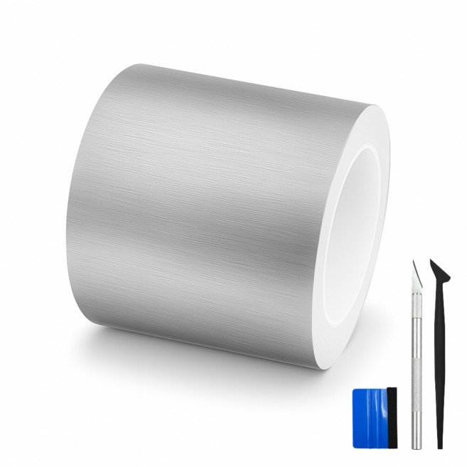 SOTT 프리미엄 3D 메탈 필름 랩핑 시트지, 1개, 라이트실버 폭5cm x 길이150cm
