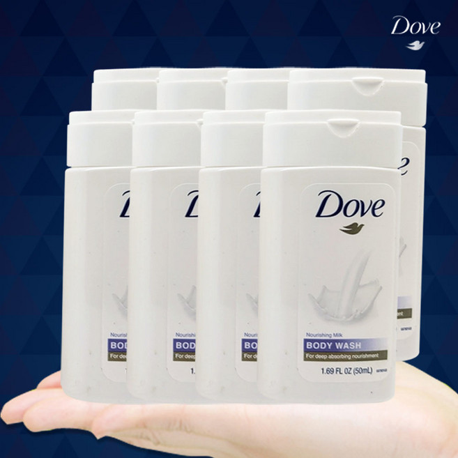도브 미니 여행용 밀크 너리싱 바디워시, 8개, 50ml