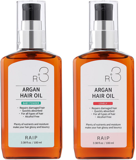 라입 R3 아르간오일 헤어에센스 베이비파우더+러블리, 100ml, 2개