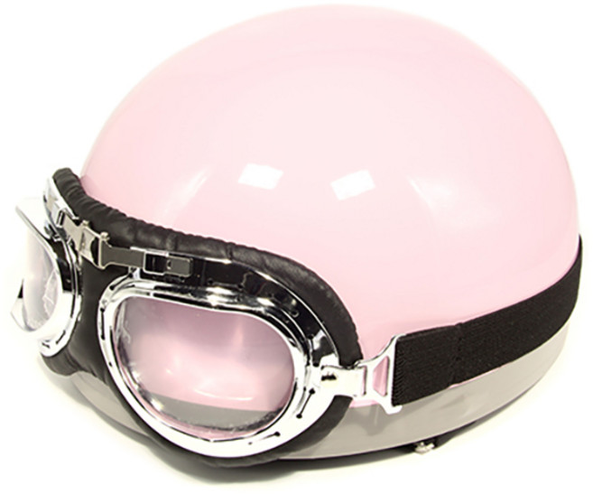 한미 빈티지 킥보드 오토바이 반모 헬멧, 솔리드핑크