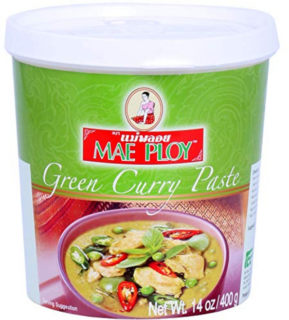 Mae Ploy 그린 카레 페이스트 태국 카레 및 기타 요 Mae Ploy Green Curry Paste Authentic Thai Green Curry Paste for T, 396.89g, 1개