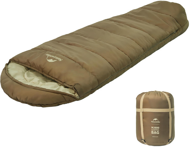 Naturehike 공식 침낭 미이라 모양 침낭 겨울용 -5℃~4℃ 사계절 편안함 1인용 콤팩트 보온 야외 캠핑 차 안에서 자기 등산 침낭 단순 여..., 1개, 브라운 (쾌적 온도  -5 C)