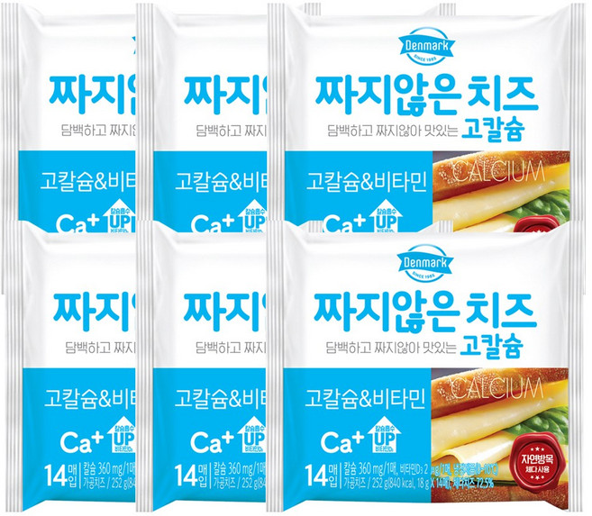 동원 짜지않은 치즈 고칼슘 비타민 252g 14매-6 12수량선택, 6개