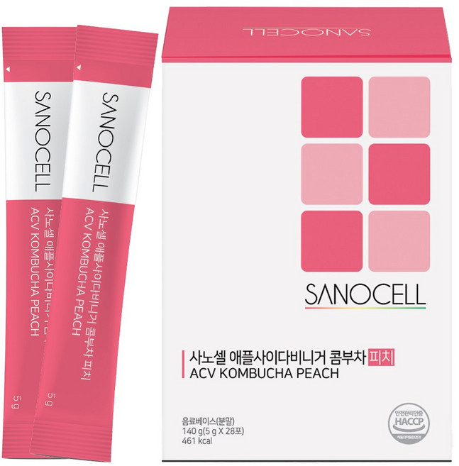 사노셀 애플사이다비니거 무설탕 콤부차 (28회분) 애사비 유기산 초보 제로 (피치 맛), 1개, 28개입, 5g