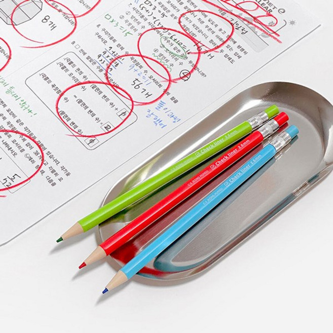 일정문구 채점펜 3색 세트 풀이 메모 체크 노크식 색연필 2.6mm, 단품, 단품