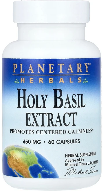 Planetary Herbals 홀리 바질 추출물 450mg 캡슐 60정 Herbals (플래니터리 허벌), 알약/캡슐, 1개 - 쿠팡