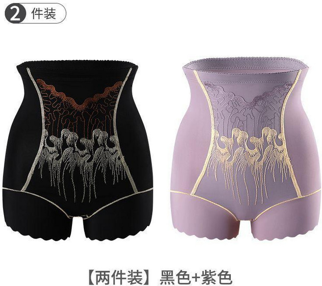 高奢立體刺繡高腰塑形收腹無痕大碼女士塑身美體內褲