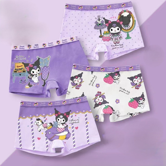 산리오 여아용 쿠로미 캐릭터 사각트렁크 면 팬티