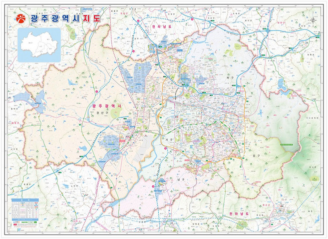 나우맵 광주지도 코팅 정밀 광주광역시 전도, 1개