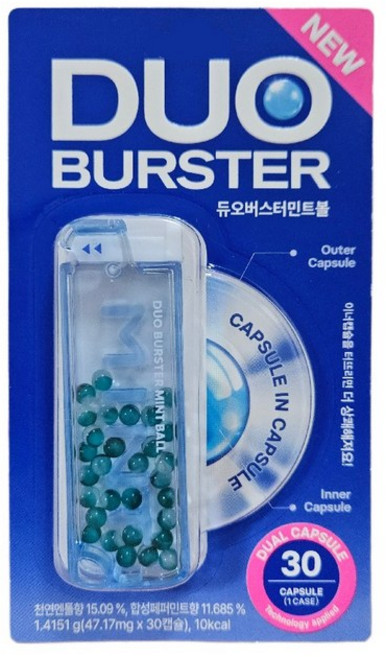 가그린 듀오버스터 더블 민트볼 30입 1개, 1.415g