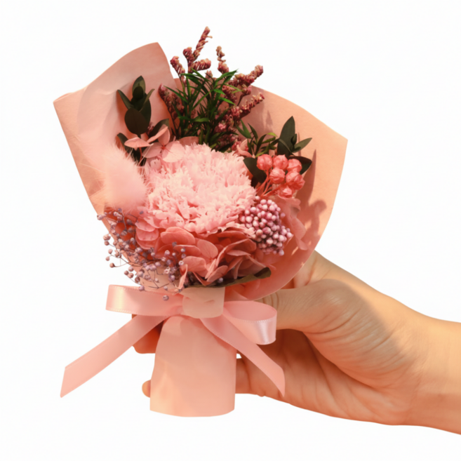 코지데일리 생화 프리저브드 플라워 미니 꽃다발 어버니날 카네이션 납골당, 핑크