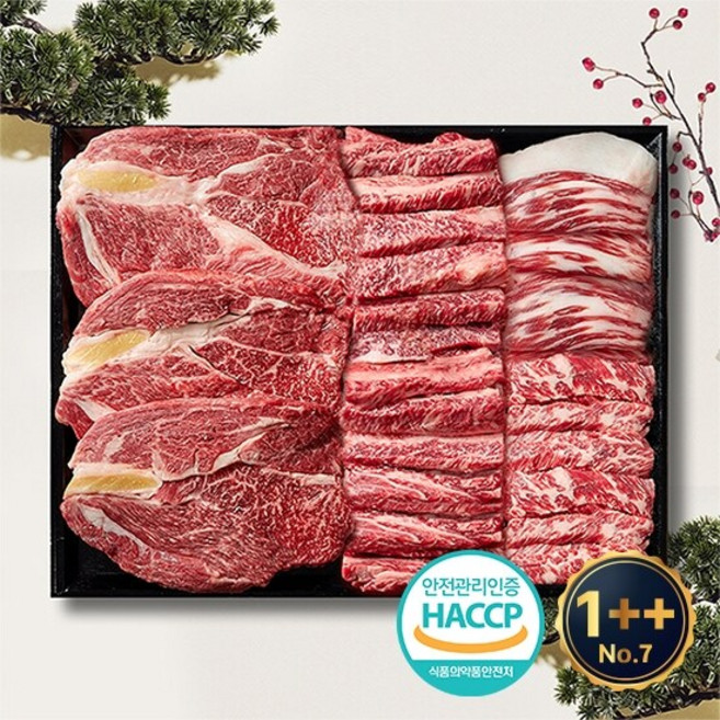 1++등급(7이상) 예담우 구이3호 1kg(등심/갈비/참갈비/차돌) 한우선물세트, 1개, 1kg