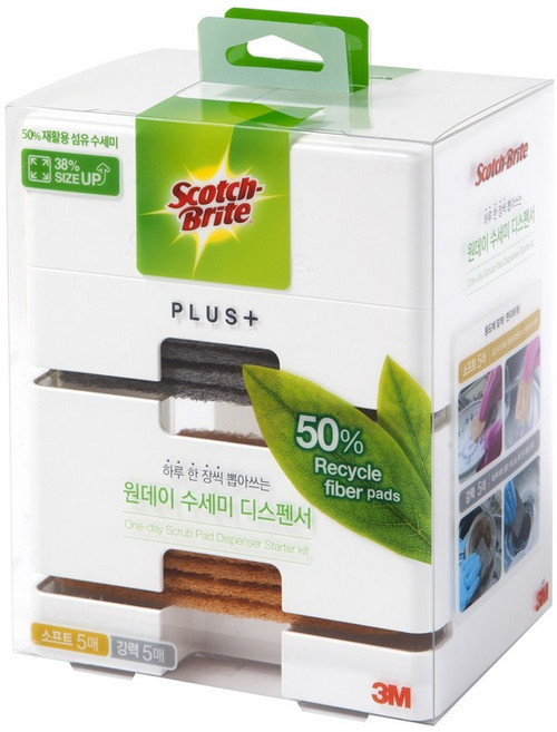 쓰리엠 원데이 수세미 플러스 디스펜서+리필10입, 1개, 10개