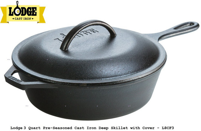 LODGE 3QT 10.25吋 鑄鐵深煎鍋 附鍋蓋, 1個, 深鍋組, 黑色