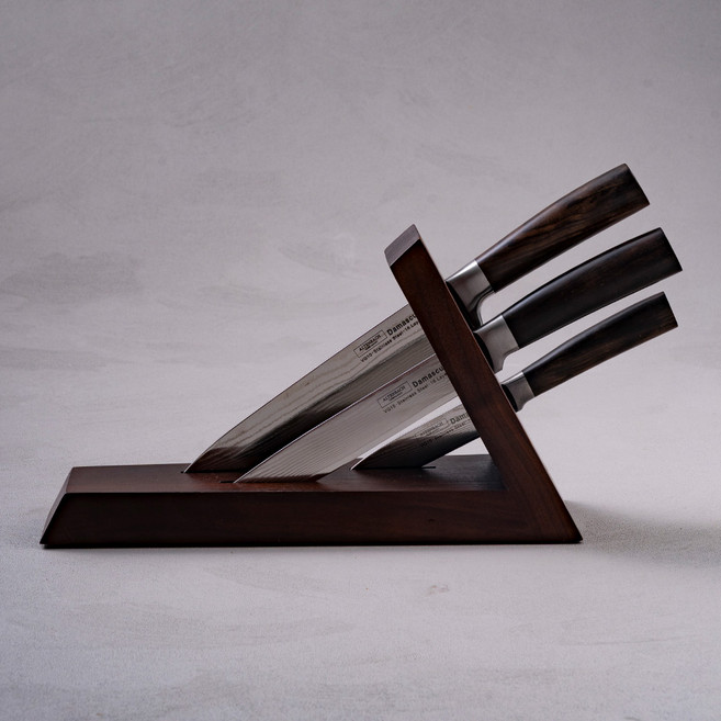 알텐바흐 VG10 다마스커스 나이프 과도 식도 주방칼 3종세트+다마스커스칼블럭, 1세트, 나이프3종+우드칼블럭