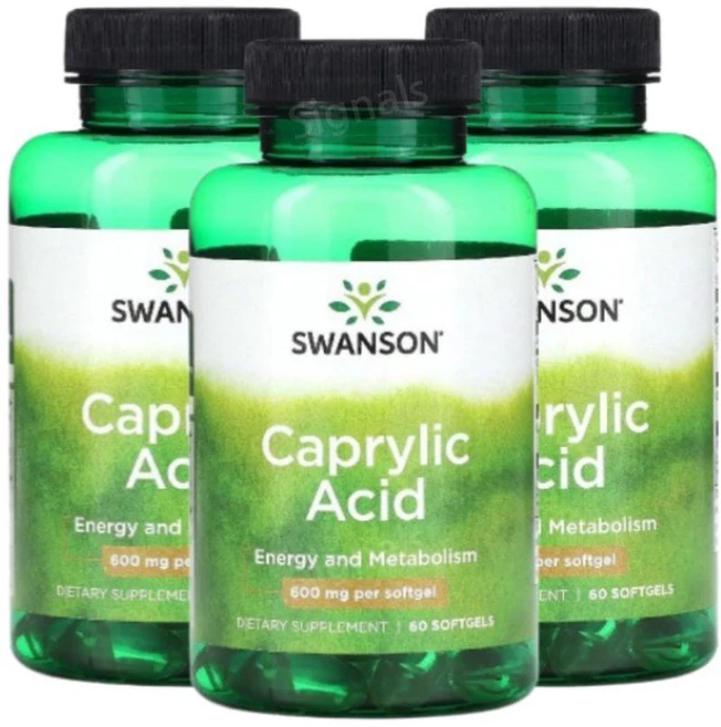 스완슨 카프릴산 C8 MCT 600mg 60소프트젤 3개 CaprylicAcid, 60정 - 쿠팡