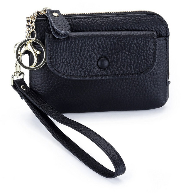 비앤씨 프리미엄 리치 소가죽 동전 카드 스트랩 지갑 파우치 키링