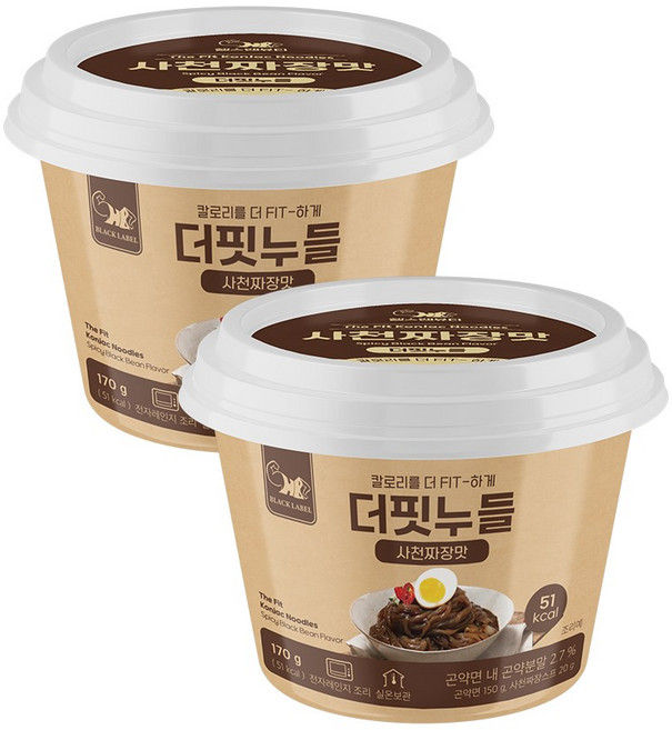 헬스앤뷰티 더핏누들 저당 사천짜장맛 1+1, 2개, 170g