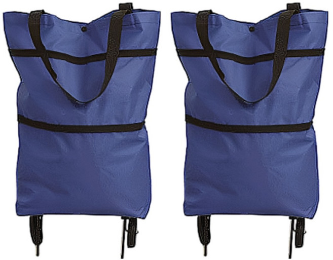 올베리 접이식 시장바구니 휴대용 쇼핑카트 핸드캐리어 2개, 1세트, 딥씨블루 2개